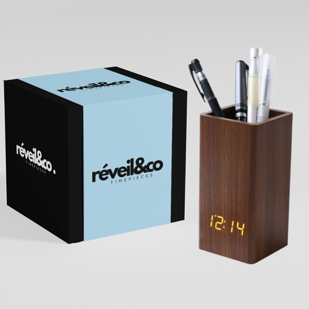 Réveil en Bois Pot à Crayon affichage LED - Cedora