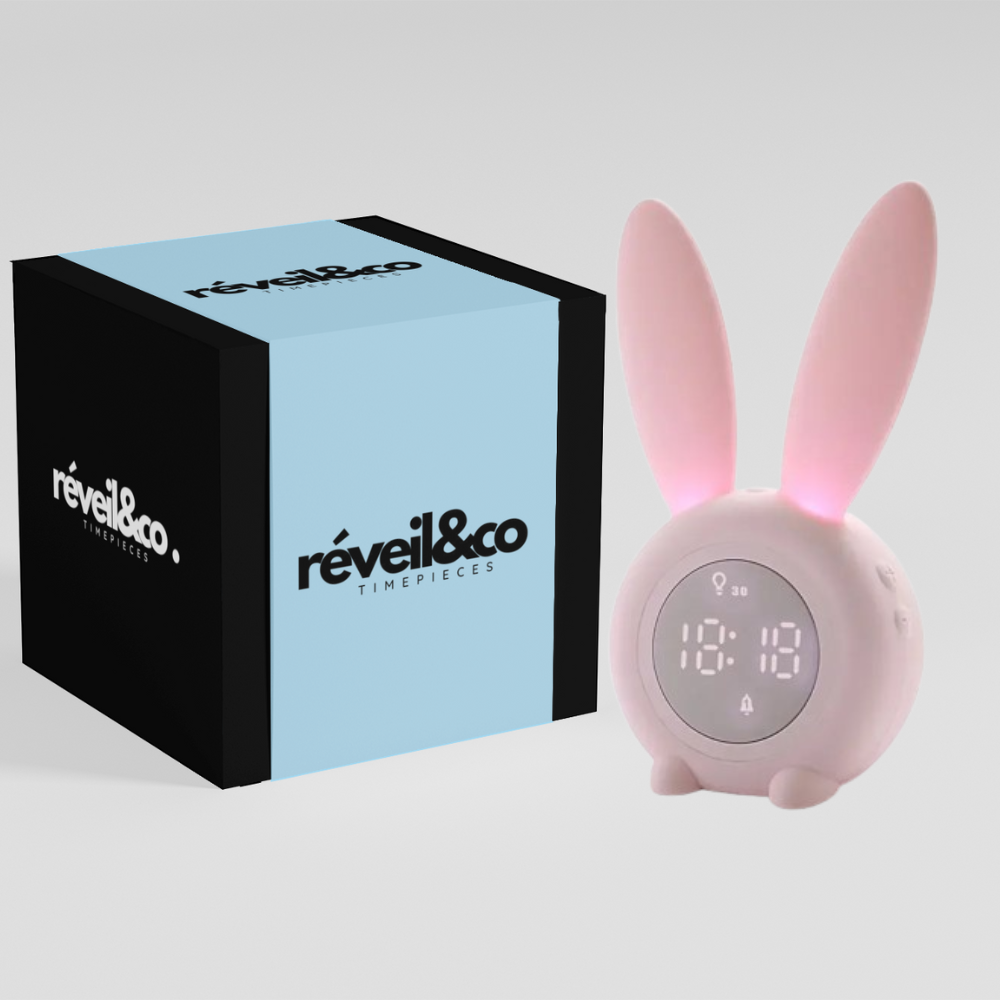 Réveil lapin aux grandes oreilles Veilleuse écran LED multifonctions - Clapino