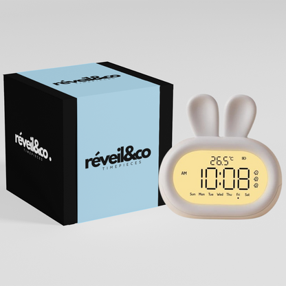 Réveil lapin pour enfant Émoticône LED - Kawaii