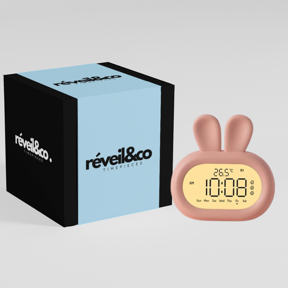 Réveil lapin pour enfant Émoticône LED - Kawaii