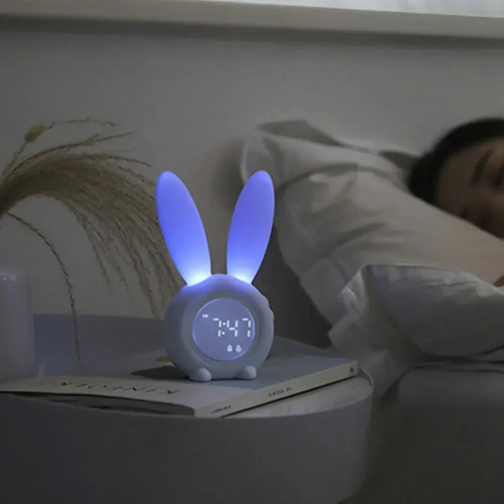 Réveil lapin aux grandes oreilles Veilleuse écran LED multifonctions - Clapino