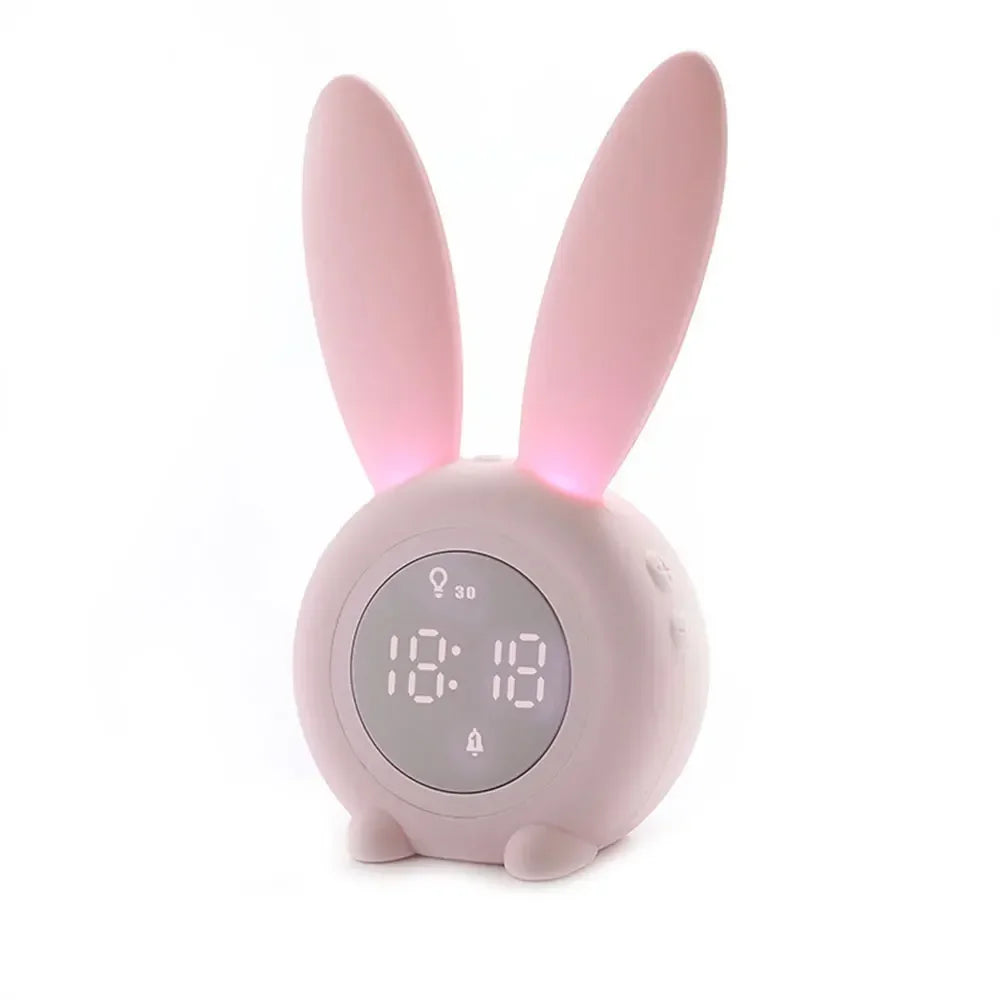 Réveil lapin aux grandes oreilles Veilleuse écran LED multifonctions - Clapino