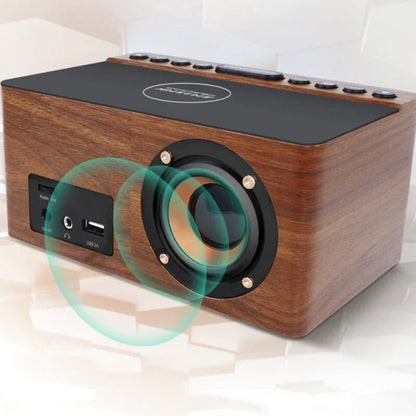 Radio réveil en Bois LED chargeur sans fil - Soniva