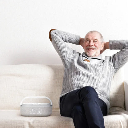 Radio réveil LED 6-en-1 en bois - Solvio