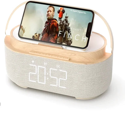 Radio réveil LED 6-en-1 en bois - Solvio