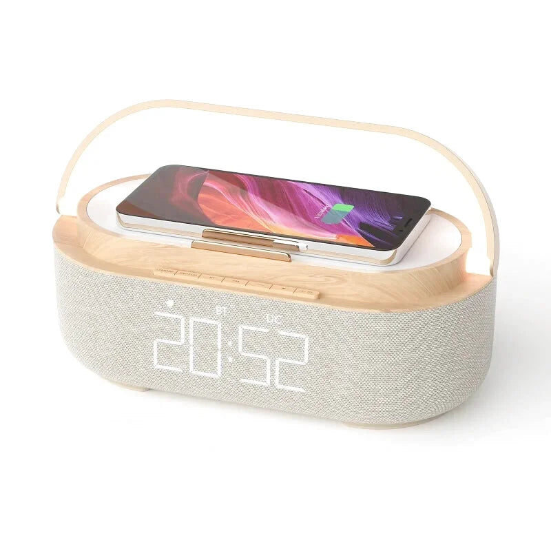 Radio réveil LED 6-en-1 en bois - Solvio