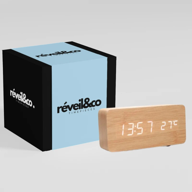 Réveil en Bois travaillé multifonctions - Merisio