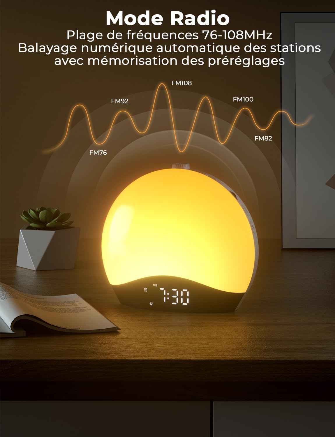 Réveil simulateur d'aube Bluetooth et Radio - La Sphère